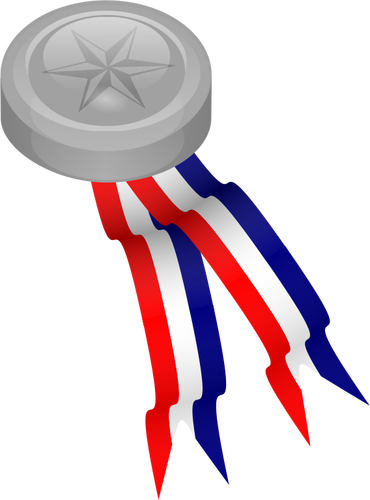 Médaille de platine avec image clipart vectoriel ruban bleu, blanc et rouge