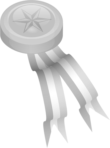 Medalha de prata com ilustração vetorial de fitas