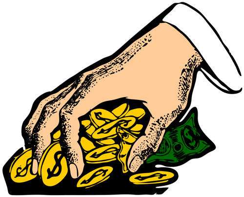 Mão agarrando a ilustração vetorial de dinheiro