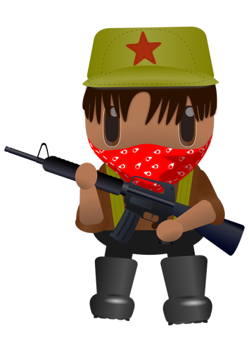 Revolutionär soldat med en pistol