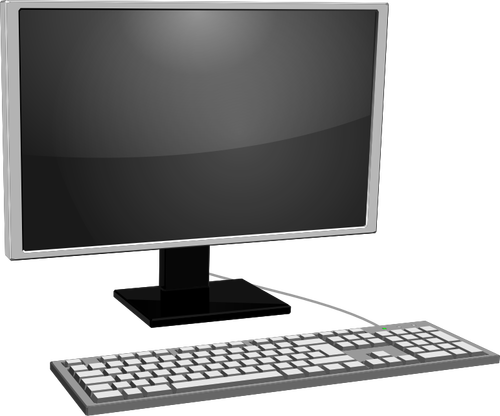 Desktop PC icon with gray monitor vector image
