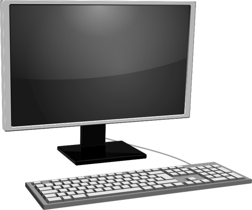 Desktop PC icon with gray monitor vector image