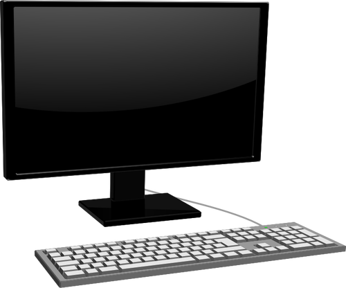 Vector image of monitor with keyboard