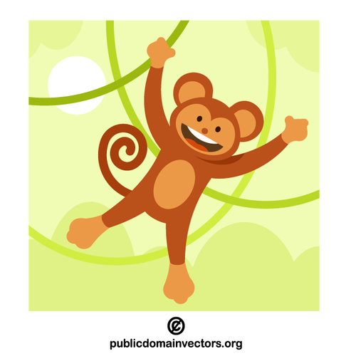 Monkey hanging from vines