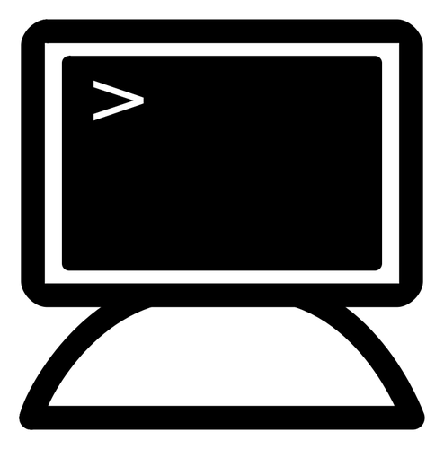 Vector drawing of monochrome terminal window on PC icon