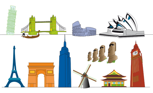 World landmarks selection vector image