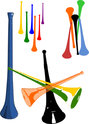 Vector illustration of plastic vuvuzelas