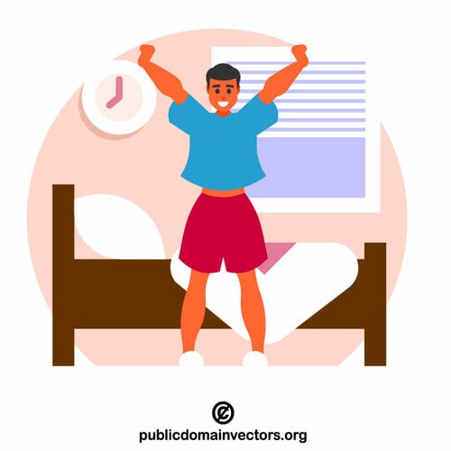 Man wakes up in the morning