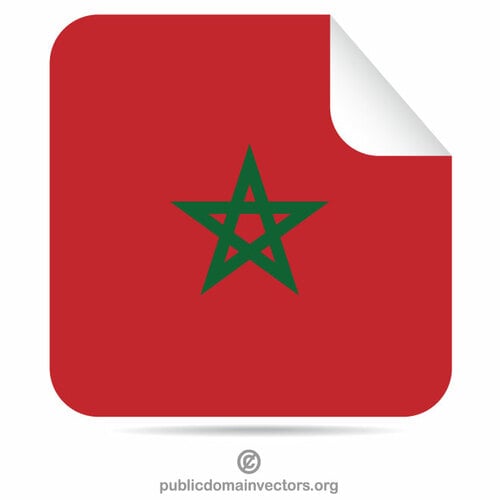 Bandeira quadrada de Marrocos da etiqueta