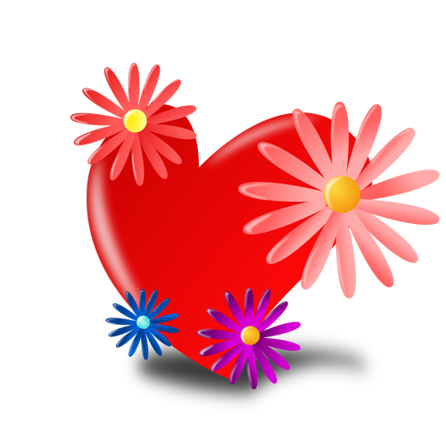 לב עם פרחים בתמונה וקטורית