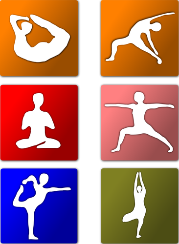 Векторные иконки позиции йоги