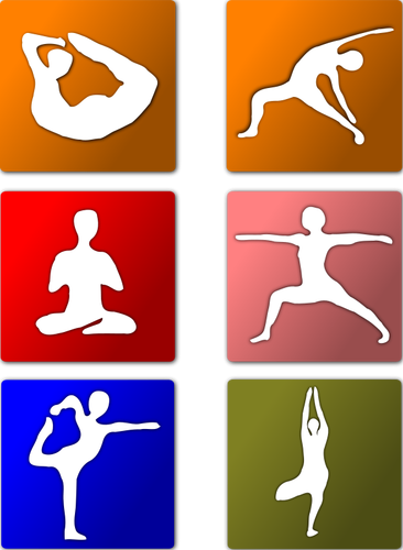 Vector icoane de poziţii de yoga