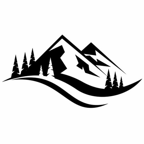 Silueta de logotipo de montaña al aire libre