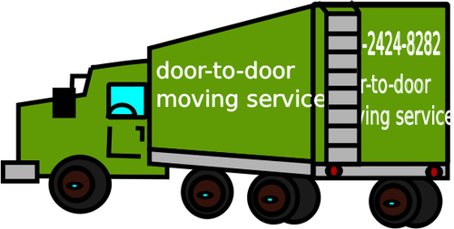 Vector drawing of closed moving truck