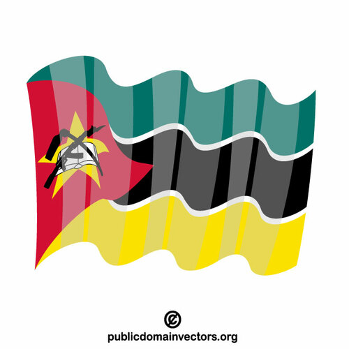 Moçambique viftar med flaggan