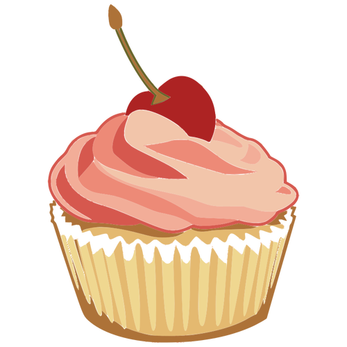 Pink muffin with cherry