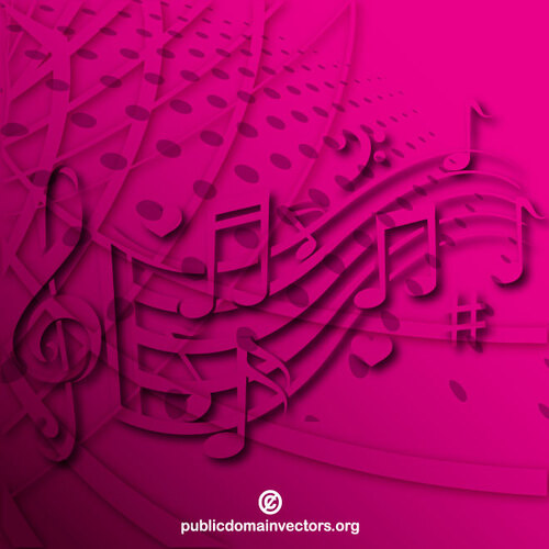 Розовый фон с музыкальными нотами