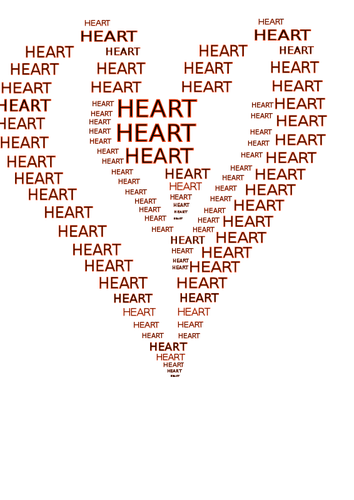 Heart shape outlined with words vector image