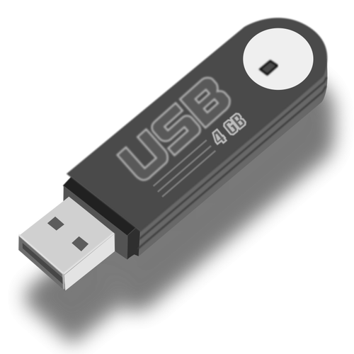 Flash USB stick con la ilustración del vector de sombra