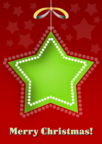 Color graphics of green snowflake Christmas greeting card