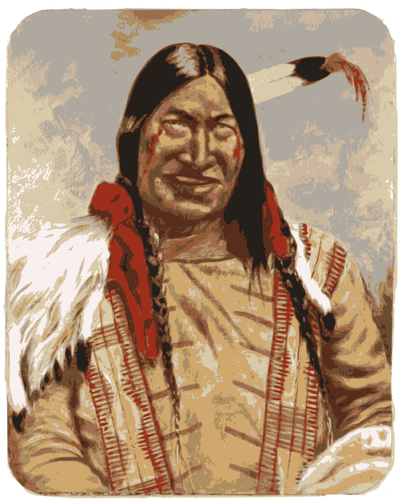 Native American man smiling vector clip art