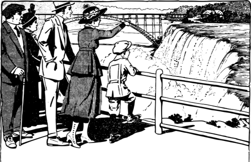 Ilustración de vector de familia disfrutando de la vista de las Cataratas  del Niágara | Vectores de dominio público