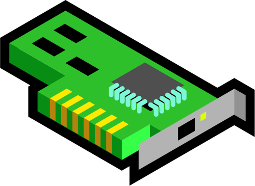 Ilustración de vector de icono de la tarjeta de red verde en 3D