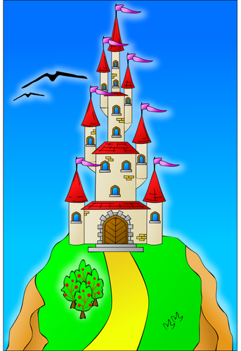 A castle on the top of a hill vector image