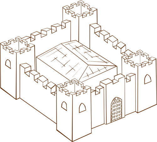 Vector clip art of role play game map icon for a fortress