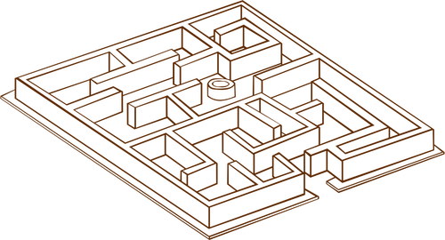 Vektor ClipArt roll spela spel karta ikon för en labyrint