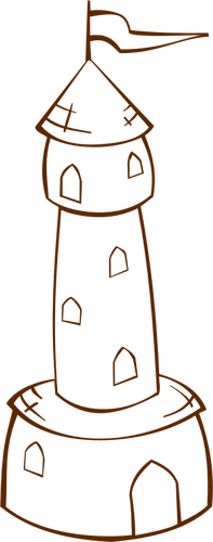 Vektorgrafik Rolle spielen Spiel Kartensymbol für ein Rundturm mit einem flag