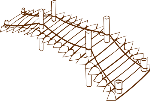 Imagem vetorial de papel jogar ícone mapa do jogo para uma ponte de madeira