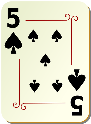 Pět z piky hrací karta vektorové ilustrace