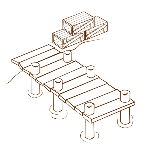 Barca de andocare RPG hartă simbol vector imagine