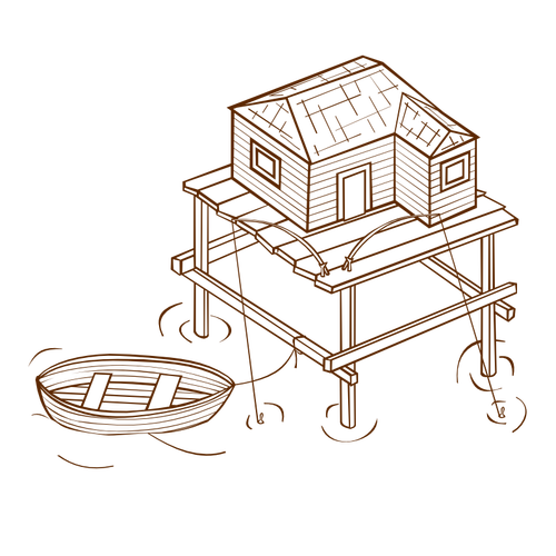 Vector de la imagen símbolo pesquería RPG mapa