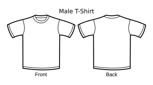 पुरुष टी शर्ट टेम्पलेट वेक्टर ड्राइंग