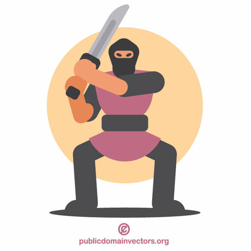 Ninja krigare med ett svärd