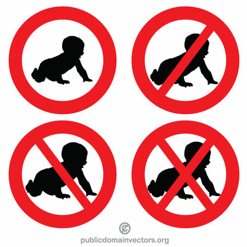 Ingen småbarn tillatt advarselsskilt