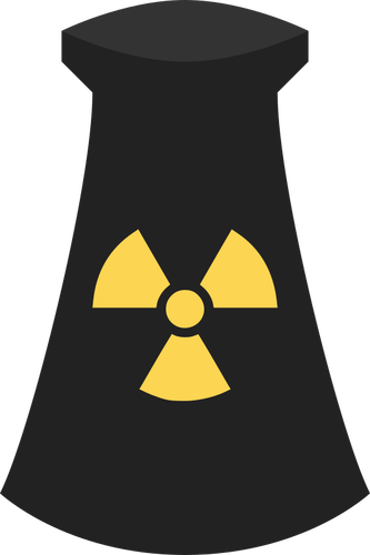 Vector graphics of nuclear power plant black and yellow icon