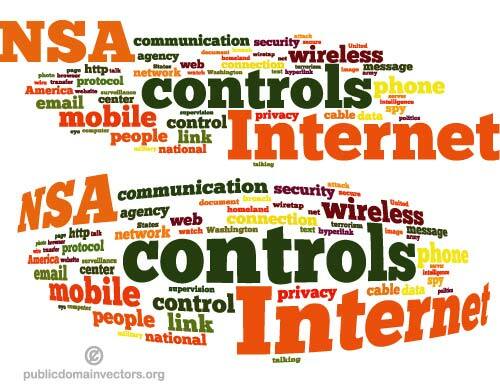 NSA контролирует Интернет слово облако вектор