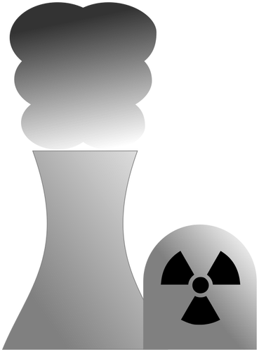 Vector clip art of nuclear power plant grayscale sign