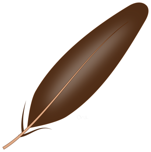 Vector drawing of brown shaded feather