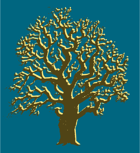 棕色的橡木树的轮廓矢量图像