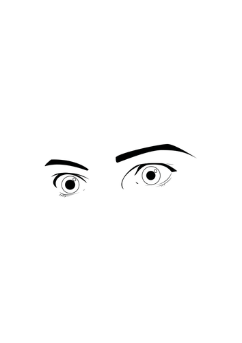 Vector image of surprised human eyes look in black and white