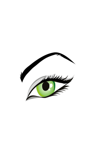 Image vectorielle de œil Mesdames vert avec sourcils
