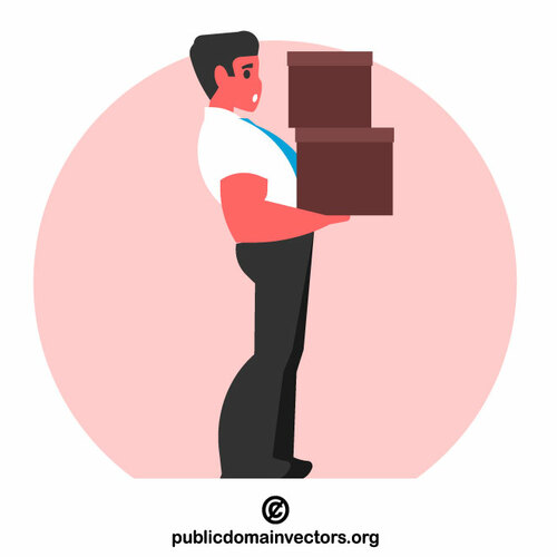 Office worker with boxes