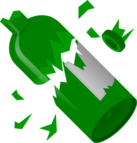 Broken to pieces green bottle vector graphics