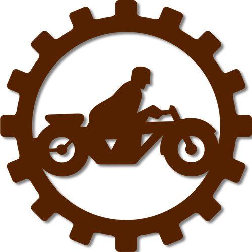 摩托车骑手在齿轮标志矢量图像