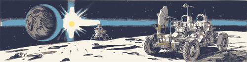 Двух астронавтов на Луне векторная иллюстрация