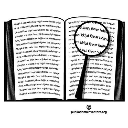 Open book and a magnifier vector clip art